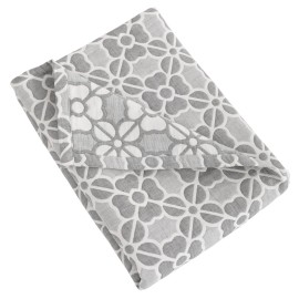 NTBAY 3 Layer Toddler Blanket, Muslin Cotton Jacquard Bed Blankets, Lightweight Thermal Baby Blanket, Super Soft and Warm Crib Blanket for All Seasons, Decoration Gift, 30x40, Grey Clover
