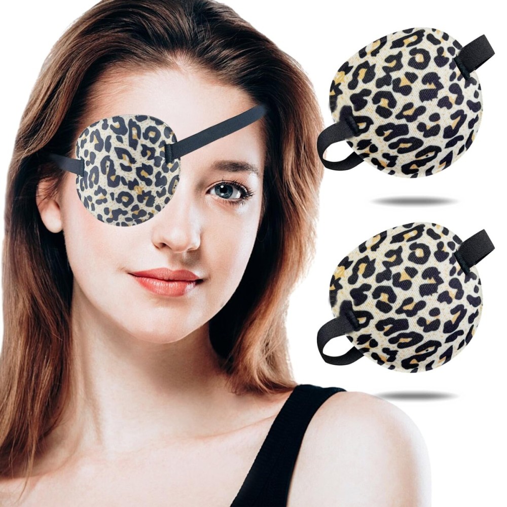 THSIREE Eye Patch, 2PCS 3D Adjustable Eyepatch, Medical Eye Patches for Right or Left Eye, Amblyopia Lazy Eye Patches for Adults and Kids, Leopard Print