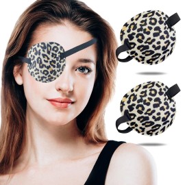 THSIREE Eye Patch, 2PCS 3D Adjustable Eyepatch, Medical Eye Patches for Right or Left Eye, Amblyopia Lazy Eye Patches for Adults and Kids, Leopard Print