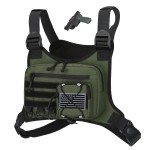 koculemi Outdoor Sports Chest Bag for Men, Chest Vest Holster Fits Most Pistols, Adjustable EDC Travel Chest Pack for Running, Hiking, Workouts (Olive)