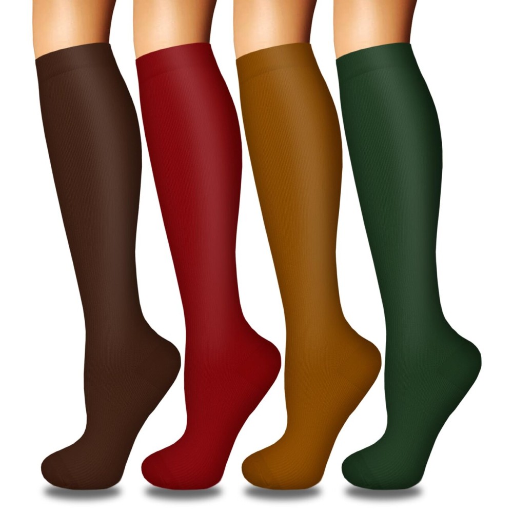 Iseasoo 4 Pairs Compression Socks for Women Circulation-Best Support for Nurses,Running,Athletic,Travel S-M
