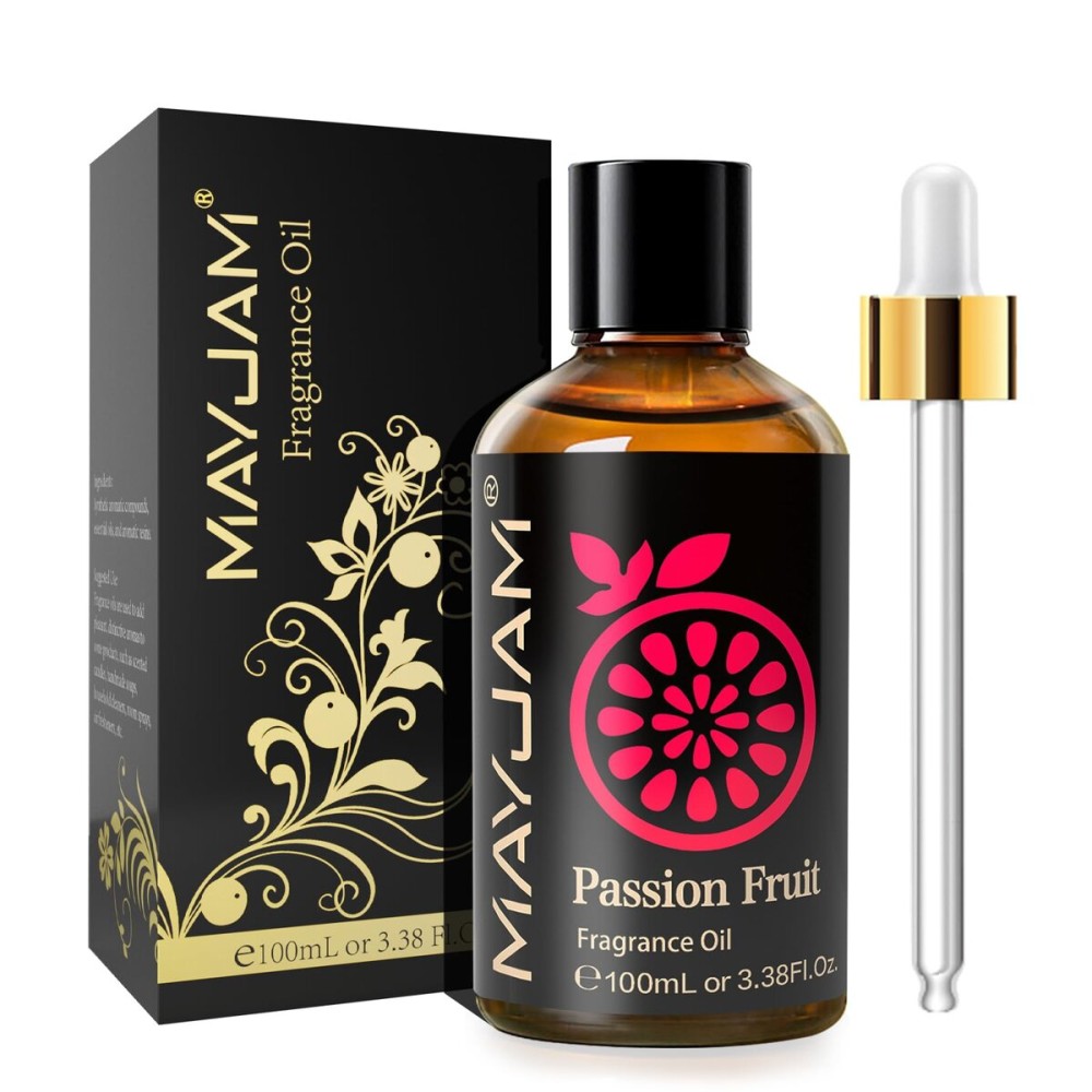 MAYJAM 100ML/3.38FL.OZ Passion Fruit Fragrance Oils with Glass Dropper, Essential Oils for Diffusers for Home, Long Lasting Scented Oils for Diffusers Soap Candle Making
