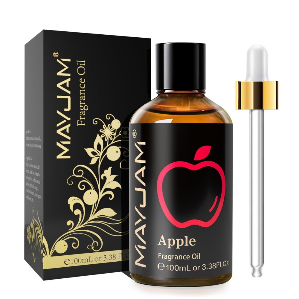 MAYJAM 100ML/3.38FL.OZ Apple Fragrance Oils with Glass Dropper, Essential Oils for Diffusers for Home, Long Lasting Scented Oils for Diffusers Soap Candle Making