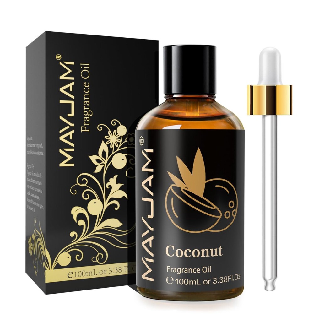 MAYJAM 100ML/3.38FL.OZ Coconut Fragrance Oils with Glass Dropper, Essential Oils for Diffusers for Home, Long Lasting Scented Oils for Diffusers Soap Candle Making