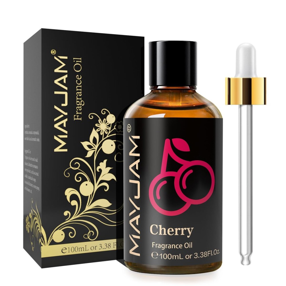 MAYJAM 100ML/3.38FL.OZ Cherry Fragrance Oils with Glass Dropper, Essential Oils for Diffusers for Home, Long Lasting Scented Oils for Diffusers Soap Candle Making