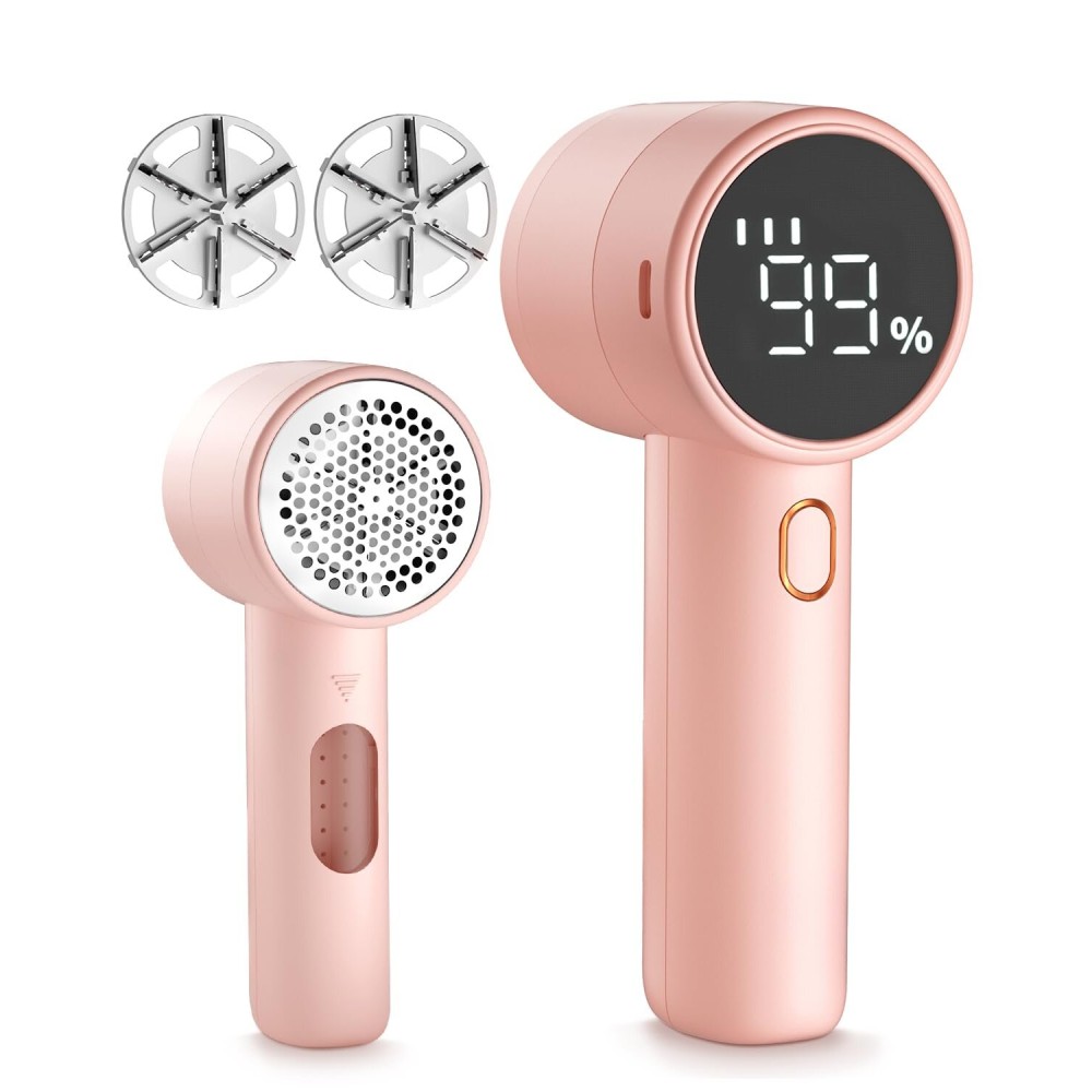 Fabric Shaver, Lint Remover Rechargeable, Electric Portable Sweater Defuzzer with 3 Speeds, 6 Leaf Blades, Digital LED Display to Remove Pilling for Clothes, Furniture, Sweater, Couch, Blanket