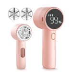 Fabric Shaver, Lint Remover Rechargeable, Electric Portable Sweater Defuzzer with 3 Speeds, 6 Leaf Blades, Digital LED Display to Remove Pilling for Clothes, Furniture, Sweater, Couch, Blanket