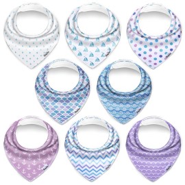 KiddyStar Organic Cotton Baby Bibs for Boys & Girls - Soft, Absorbent Teething & Drool Bibs - Adjustable Snaps for Toddlers