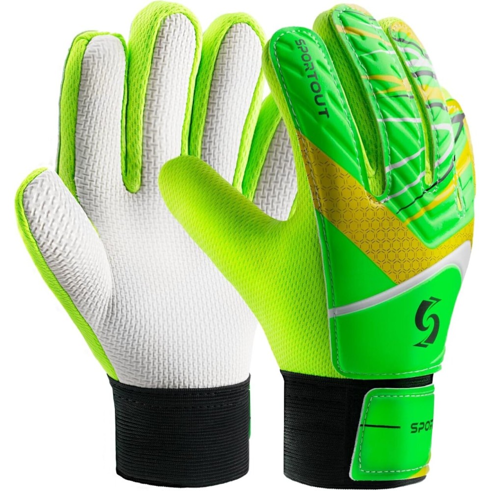 Sportout Kids Goalkeeper Gloves, Soccer Goalie Gloves with Double Wrist Protection and Non-Slip Wear Resistant Latex Material to Prevent Injuries