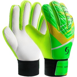 Sportout Kids Goalkeeper Gloves, Soccer Goalie Gloves with Double Wrist Protection and Non-Slip Wear Resistant Latex Material to Prevent Injuries