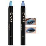 Kaely 2Pcs Bright Blue Eyeshadow Stick for Older Women, Metallic Shimmer Glitter Cream Eye Shadow Pencil Crayon, Light Blue Eyeliner Waterproof Halloween Makeup, 11+13