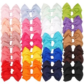 4 inch Hair Bows for Girls in Pairs, 40 Colors Grosgrain Ribbon Bow with Alligator Hair Clips for Baby Girls Toddlers and schoolgirls.