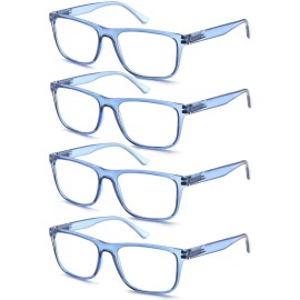 OLOMEE Large Reading Glasses Mens Oversized Wide Readers +2.75 Lightweight Square Magnifying Cheaters for Men W/Big Head 4 Pack