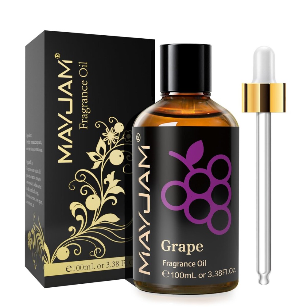 MAYJAM 100ML/3.38FL.OZ Grape Fragrance Oils with Glass Dropper, Essential Oils for Diffusers for Home, Long Lasting Scented Oils for Diffusers Soap Candle Making