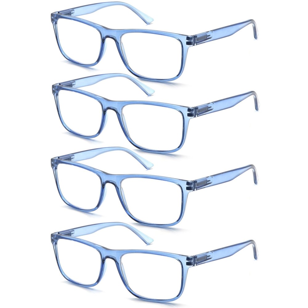 OLOMEE Large Reading Glasses Mens Oversized Wide Readers +2.00 Lightweight Square Magnifying Cheaters for Men W/Big Head 4 Pack