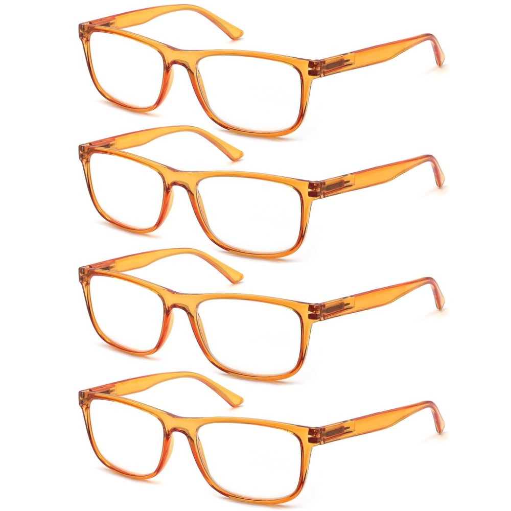 OLOMEE Large Reading Glasses Mens Oversized Wide Readers +1.75 Lightweight Square Magnifying Cheaters for Men W/Big Head 4 Pack