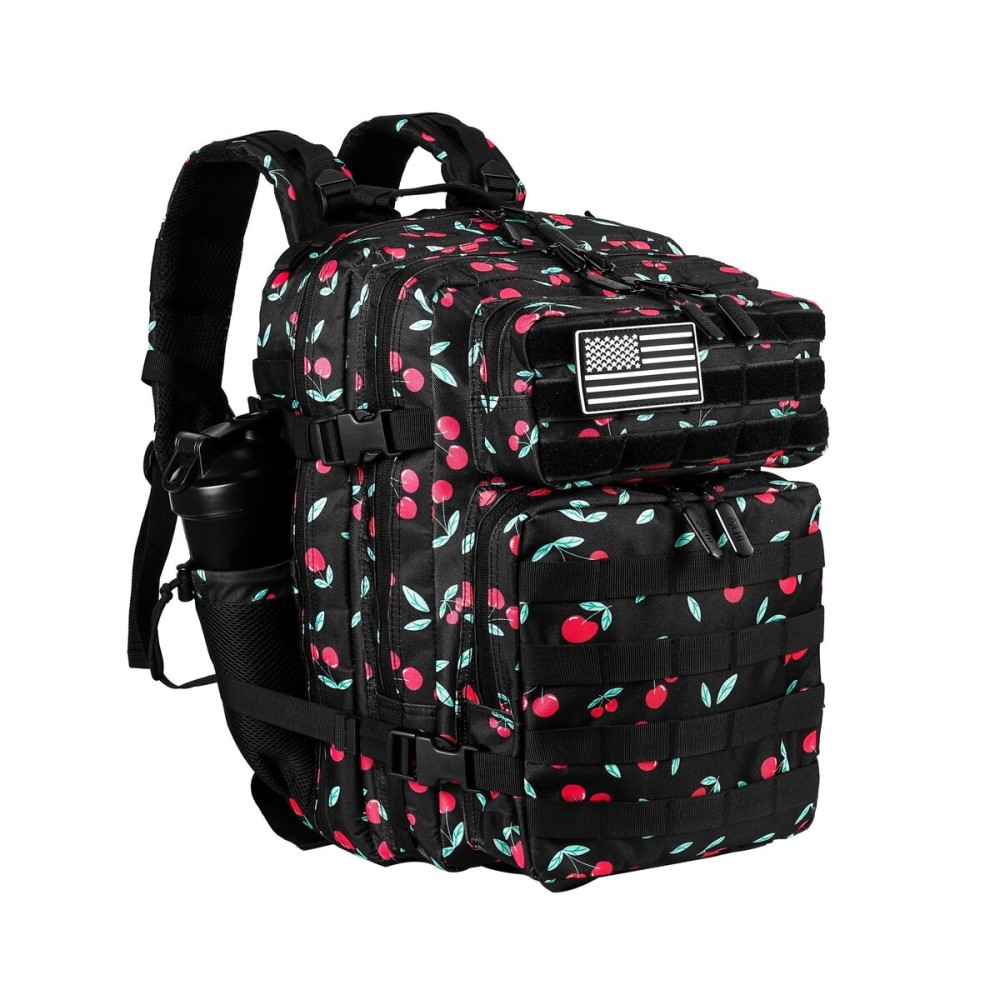 LHI Tactical Military Backpack for Men and Women 25L Army Assault Pack Bag Large Rucksack with Molle System-Cherry