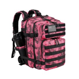LHI Tactical Military Backpack for Men and Women 25L Army Assault Pack Bag Large Rucksack with Molle System-Pink tie dye