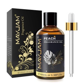 MAYJAM 100ML/3.38FL.OZ Peach Fragrance Oils with Glass Dropper, Essential Oils for Diffusers for Home, Long Lasting Scented Oils for Diffusers Soap Candle Making