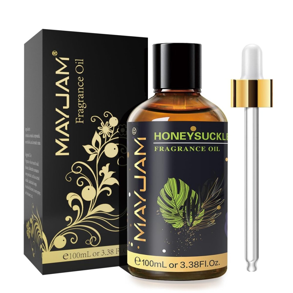 MAYJAM 100ML/3.38FL.OZ Honeysuckle Fragrance Oils with Glass Dropper, Essential Oils for Diffusers for Home, Long Lasting Scented Oils for Diffusers Soap Candle Making