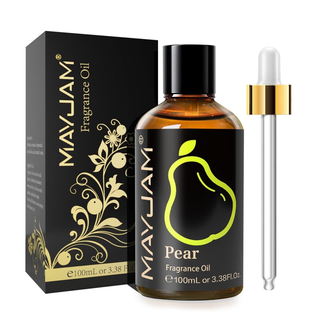 MAYJAM 100ML/3.38FL.OZ Pear Fragrance Oils with Glass Dropper, Essential Oils for Diffusers for Home, Long Lasting Scented Oils for Diffusers Soap Candle Making