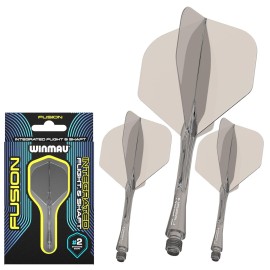 Winmau Darts Fusion Integrated Flight & Shaft System - No.2 Shape & Design - Grey Colour, Short Length