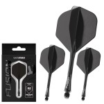 Winmau Darts Fusion Integrated Flight & Shaft System - No.2 Shape & Design - Black Colour, Short Length