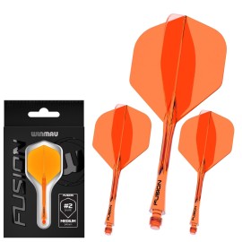 Winmau Darts Fusion Integrated Flight & Shaft System - No.2 Shape & Design - Orange Colour, Intermediate Length