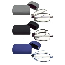 sevenplus 3 Pack Reading Glasses Blue Light Blocking, Anti UV Glare, Foldable Computer Spring Hinge Readers for Women Man 2.25X