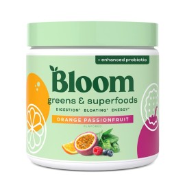 Bloom Nutrition Superfood Greens Powder, Digestive Enzymes with Probiotics and Prebiotics, Gut Health, Bloating Relief for Women, Chlorella, Juice Mix w/Beet Root Powder, 30 SVG, Orange Passionfruit