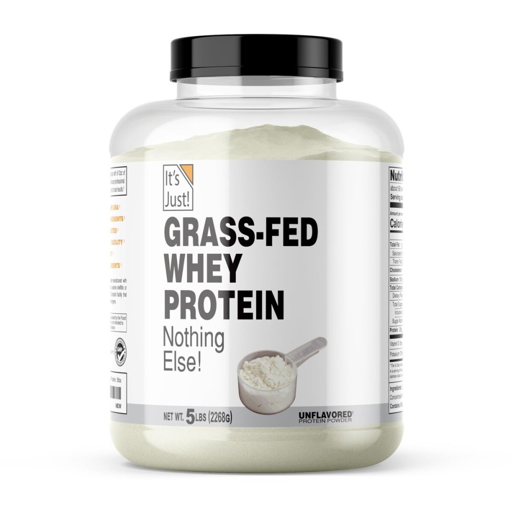 It\'s Just! - 100% Whey Protein Concentrate, Grass-Fed Pasture Raised, Made in Australia, RBST/rBGH Hormone Free, Premium WPC-80, No Added Flavors (Grass-Fed Unflavored, 5 Pound)
