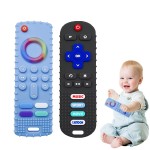 ERSIHUA 2-Pack Baby Teething Toys-TV Remote Control Shape Silicone Infants Teething Toys for Babies 0-18 Months,BPA-Free (Black+Blue)
