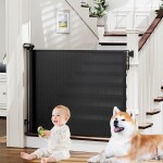 probebi Retractable Baby, Child & Dog Gates for Stairs, Extends to 54 Wide 34 Tall, Use for Outdoor, Indoor, Hallways, Doorways, Deck, Porch, Black