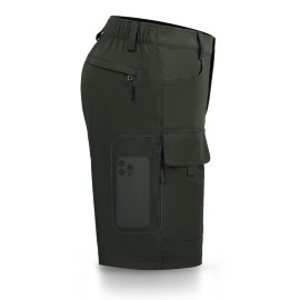 Hiauspor Men\'s Hiking Cargo Shorts Big and Tall 10 Quick Dry Lightweight Waterproof for Golf Tactical Fishing Casual (Army Green, 44)