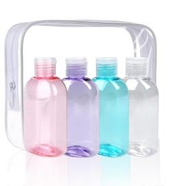 Cosywell Travel Bottles 4pcs 3.4oz Shampoo Containers TSA Approved Leak Proof Flip Cap Squeeze Bottles