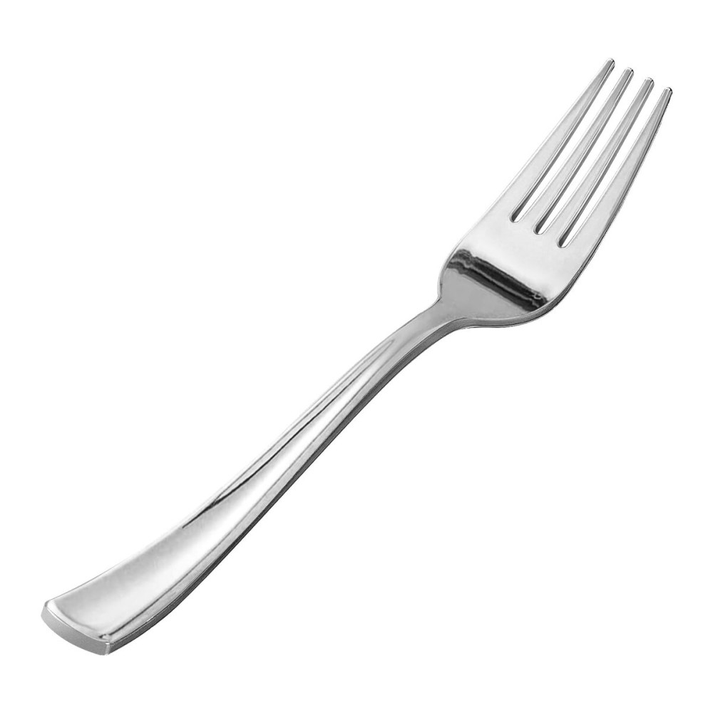 Goodluck 50 Pack Silver Plastic Forks, Heavy Duty Forks Disposable, Silver Plastic Cutlery Perfect for Weddings, Parties, Dinners (50PC)