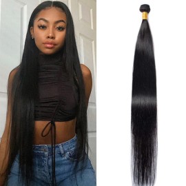 Human Hair Bundles Straight Bundles Human Hair 12 Inch 100% Unprocessed Brazilia Virgin Hair Double Weft Weave Deals Natural Black - 1 Pack, Style Keep Texture Silky Soft, Hair Extension
