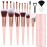 Makeup Brush Set, 17PCs Makeup Brushes with Foundation Eyebrow Blending Concealer Blush Eyeshadow Contour Lash Powder Brush, Make Up Brushes Kit with Organizer Travel Case (Medium, Pink)