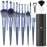 Makeup Brush Set, 17PCs Makeup Brushes with Foundation Eyebrow Blending Concealer Blush Eyeshadow Contour Lash Powder Brush, Make Up Brushes Kit with Organizer Travel Case (Medium, Blue)