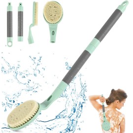 Back Scrubber Anti Slip for Shower, 21.7 Detachable Back Bath Brush for Shower, Back Scrubber, Exfoliation and Improved Skin Health for Elderly with Limited Arm Movement, Disabled (21.7 Cyan)