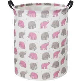 TIBAOLOVER Elephant Baby Laundry Basket Pink Girls Hamper Elephant Toy Storage Bin for Girls Room Decor Baby Nursery Hamper Gift Baskets for Bedroom Bathroom(Line Elephant)