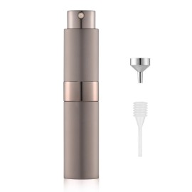 LISAPACK 8ML Atomizer Perfume Spray Bottle for Travel, Empty Refillable Cologne Dispenser, Portable Sprayer (Brown)