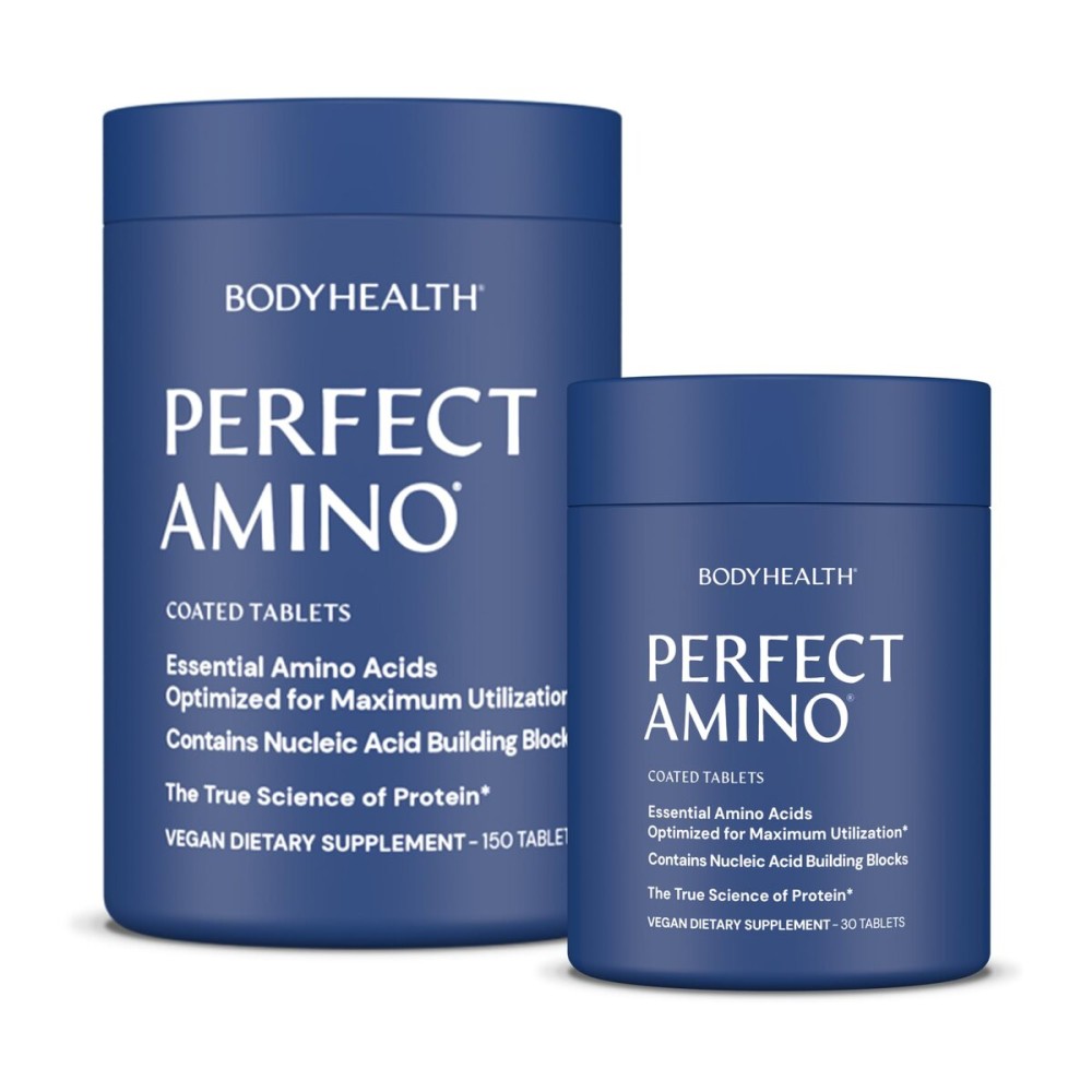 BodyHealth PerfectAmino Easy to Swallow Tablets, Essential Amino Acids Supplement with BCAAs, Vegan Protein for Pre/Post Workout & Muscle Recovery with Lysine, Tryptophan, Leucine (36 Servings)