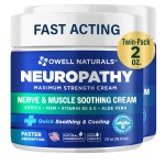 OWELL NATURALS Neuropathy Nerve Cream, Maximum Strength, Non Greasy, Natural Ingredients Arnica, Aloe Vera, MSM, for Feet, Hands, Legs, Toes Discomfort, 2 Fl Oz (Pack of 2)