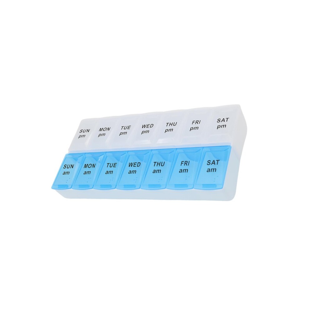 7 Day Weekly Pill AM PM Organizer, ShysTech Large Pill Case Pill Box for Pills/Vitamin/Supplements/Medication (Blue/White)