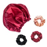 Silvr Bear Satin Sleep Bonnet for Women | Hair Sleep Bonnet| Great for Thick and Curly Hair | Reversible Maroon & Black Color