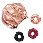 SILVR BEAR Satin Hair Bonnet for Sleeping | Reversible Bonnet | Soft and Comfortable Satin Bonnet for Women | Hair Sleeping Cap for Natural Hair - Rose Gold