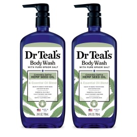 Dr Teal\'s Body Wash with Pure Epsom Salt, Cannabis Sativa Hemp Seed Oil, 24 fl oz (Pack of 2)