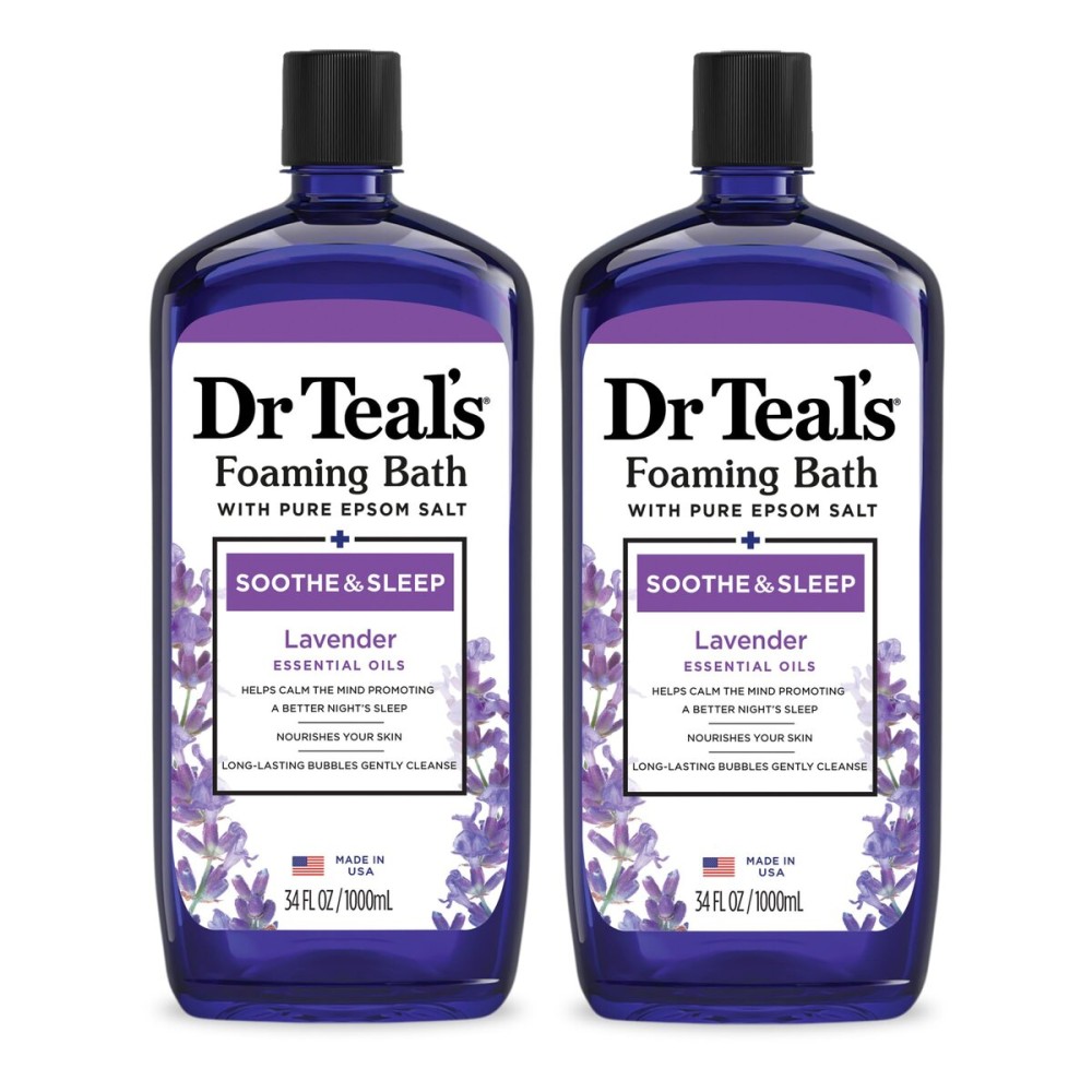 Dr Teal\'s Foaming Bath with Pure Epsom Salt, Soothe & Sleep with Lavender, 34 fl oz (Pack of 2)