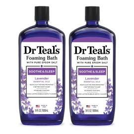 Dr Teal\'s Foaming Bath with Pure Epsom Salt, Soothe & Sleep with Lavender, 34 fl oz (Pack of 2)